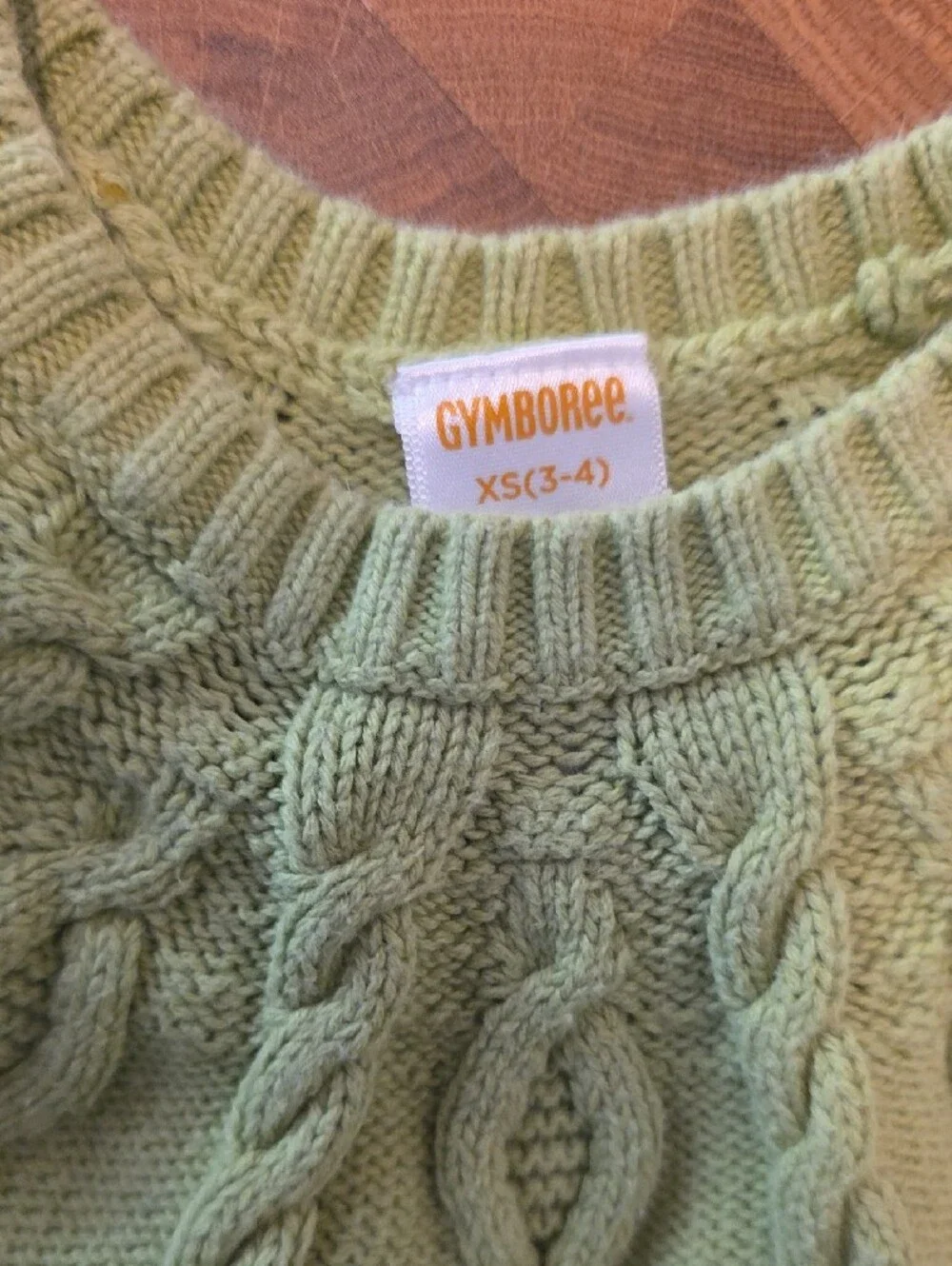 5 /$10 Gymboree Light Green Cable Knit Pocket Dress with Orange Buttons
